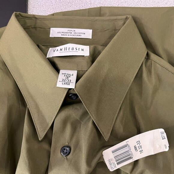 Van Heusen Men's Poplin Loden Green Dress Shirt - Size 16 32/33 - NWT - Picture 4 of 4